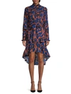 WALTER BAKER LEAF-PRINT HIGH-LOW DRESS,0400012836348