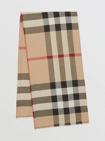 Burberry Reversible Check Cashmere Scarf In Archive Beige