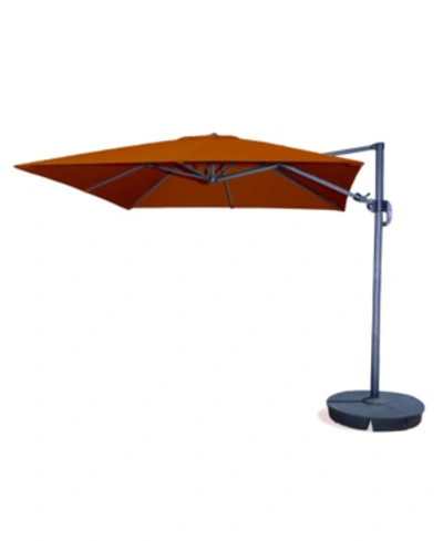 Blue Wave Santorini Ii 10' Square Cantilever Umbrella In Blue Sunbrella Acrylic In Brown