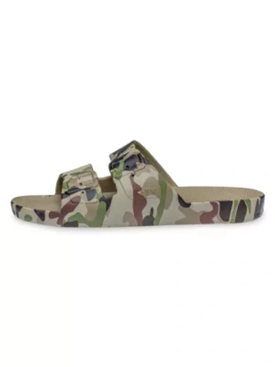 Freedom Moses Camo-print Two-strap Slides In Army Khaki