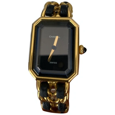 Pre-owned Chanel Première Black Gold Plated Watch