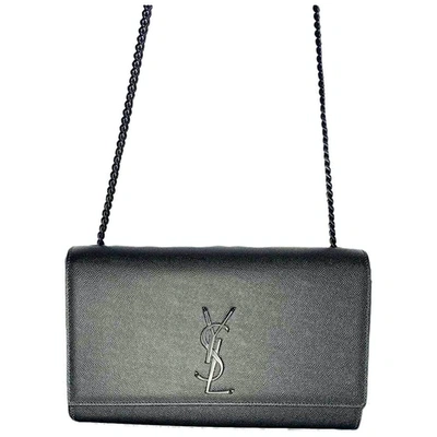 Pre-owned Saint Laurent Kate Monogramme Black Leather Clutch Bag