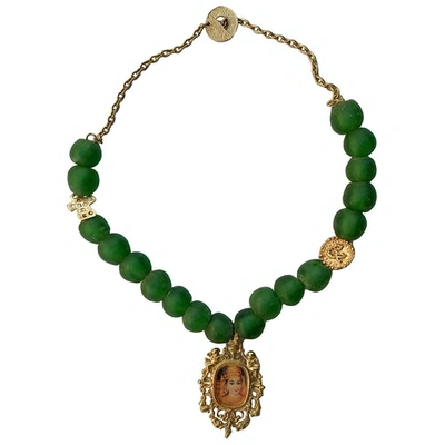 Pre-owned Christian Lacroix Green Pearls Necklace