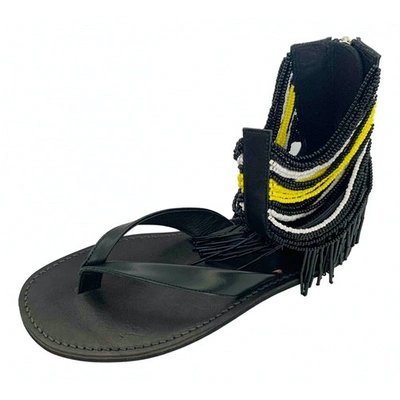 Pre-owned Sacai Leather Sandals In Black