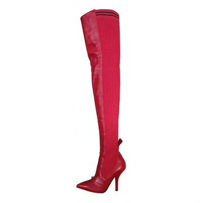 Pre-owned Fendi Red Leather Boots