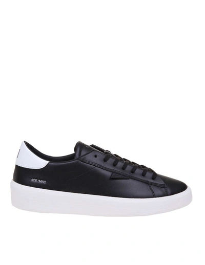 Date Ace Mono Sneakers In Black Leather