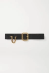 SAINT LAURENT CHAIN-EMBELLISHED SUEDE WAIST BELT