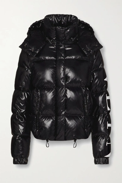 Valentino Hooded Quilted Glossed-shell Down Jacket In Black