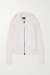 TOM FORD LEATHER-TRIMMED CASHMERE-BLEND BOUCLÉ HOODIE