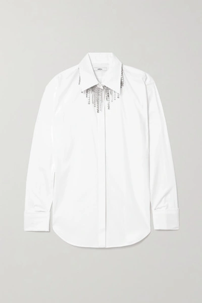Area Crystal-embellished Cotton-blend Poplin Shirt In White