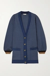 FENDI CHECKED SILK-BLEND JACQUARD-KNIT CARDIGAN