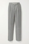 ALEXANDER WANG CHAIN-EMBELLISHED HOUNDSTOOTH WOOL-BLEND STRAIGHT-LEG trousers