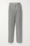 Alexander Wang Chain-embellished Houndstooth Wool-blend Straight-leg Pants In Black