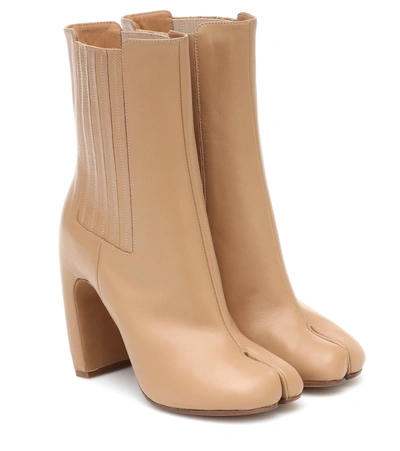 Maison Margiela Tabi Leather Ankle Boots In Nude And Neutrals