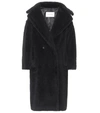Max Mara Hooded Coat With Belt In Black Wool In Black