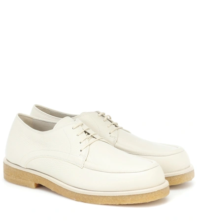 The Row Honore Creased-leather Derby Shoes In Cream