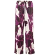 DRIES VAN NOTEN FLORAL HIGH-RISE SILK SATIN PANTS,P00502639