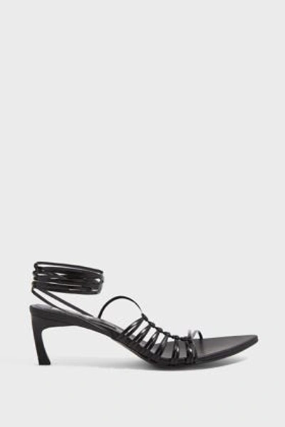 Reike Nen Knot Pointed Tie-up Leather Sandals In Black