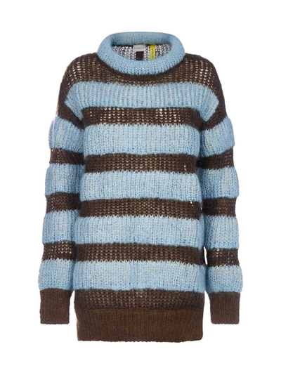 Moncler Genius Moncler 1952 Striped Knit Sweater In L.blue,brown