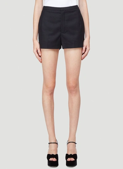 Saint Laurent Tailored Pleated Wool Shorts In Black