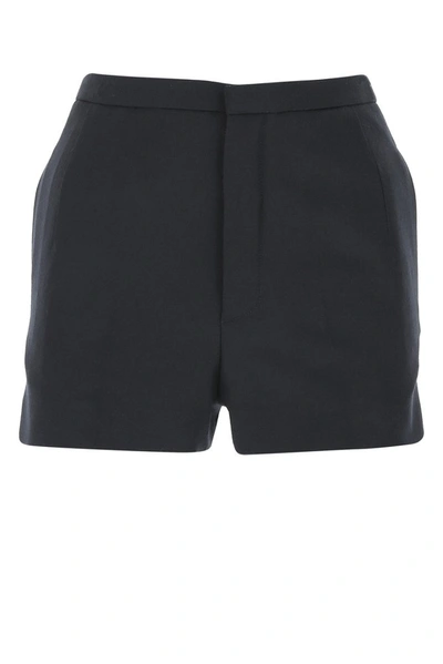 Saint Laurent High Waisted Shorts In Blue