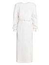 GIVENCHY Twist-Sleeve Belted Wool Midi Dress