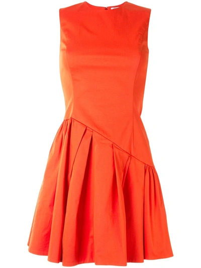 Pre-owned Dior  Pleated Flared Dress In Orange