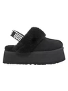 Ugg Shearling Platform Slingback Slippers In Black