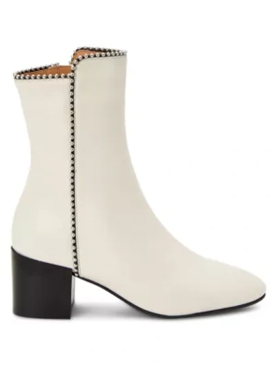 Aquatalia Women's Faustina Bead-trim Leather Ankle Boots In Off White