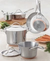 Anolon Nouvelle Copper Stainless Steel 10 Piece Cookware Set In Stainless Steel