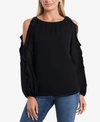 1.state Cold Shoulder Ruffle Sleeve Blouse In Rich Black