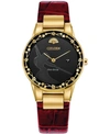 CITIZEN ECO-DRIVE WOMEN'S MULAN RED LEATHER STRAP WATCH 30MM
