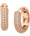 KATE SPADE GOLD-TONE SMALL PAVE HUGGIE HOOP EARRINGS, 0.62"