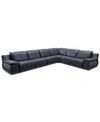 FURNITURE DAISLEY 6-PC. LEATHER "L" SHAPED SECTIONAL SOFA WITH 3 POWER RECLINERS