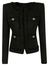 BALMAIN CROP BUTTON-EMBELLISHED JACKET,11531734