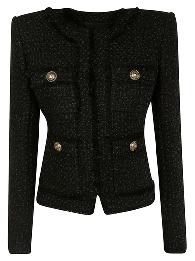 Balmain Crop Button-embellished Jacket In Black