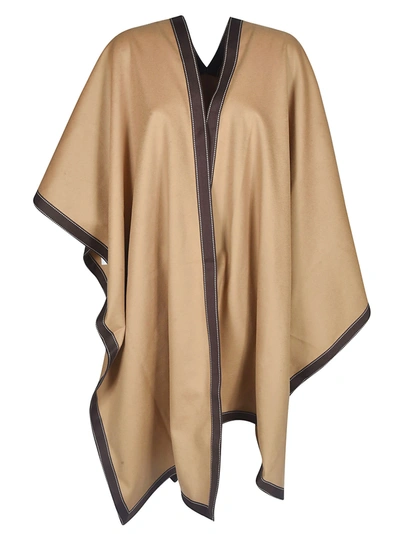 Balmain Long V-neck Poncho In Camel