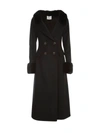 BLUMARINE DOUBLE BREASTED COAT V NECK W/FUR ON NECK AND WRIST,11531419