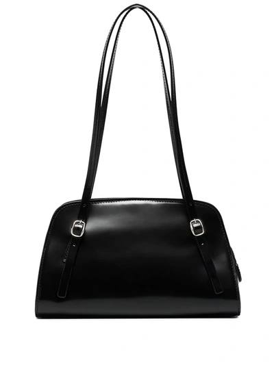 By Far Lora Black Semi Patent Leather Bag