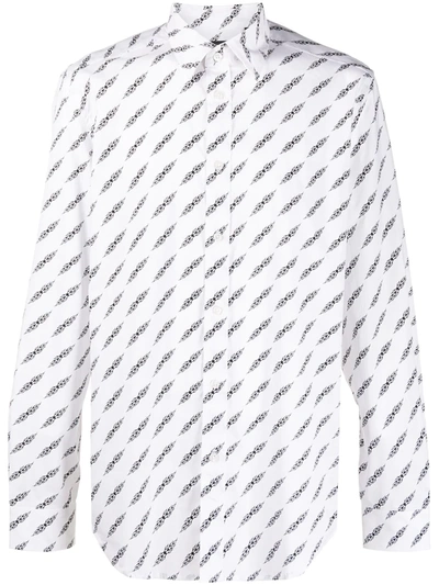 Diesel Graphic Print Long-sleeved Shirt In White