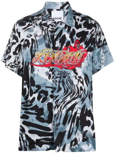 Koché Animal-print Logo Shirt In Multicolor