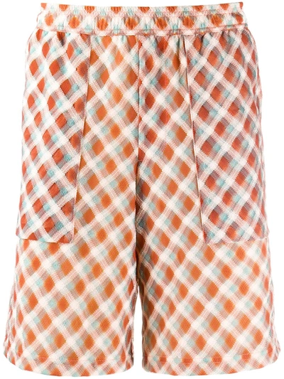 Goodfight Textured Checked Shorts In Orange