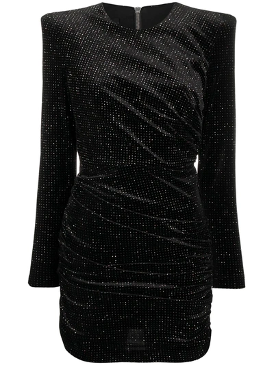Alex Perry Raine Glittered Velvet Mini Dress In Black