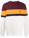 FRED PERRY EMBROIDERED LOGO COLOUR-BLOCK SWEATSHIRT