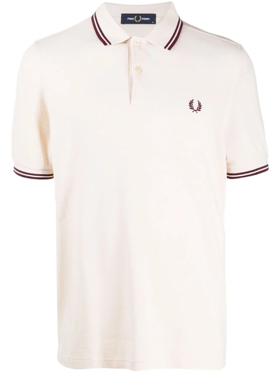 Fred Perry Embroidered Logo Cotton Polo Shirt In Neutrals