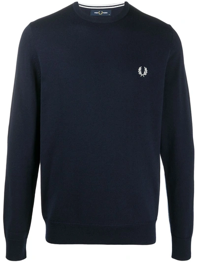 Fred Perry Embroidered Logo Sweatshirt In Navy