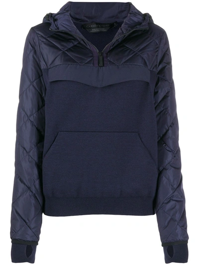 Canada Goose Hybridge Hooded Knitted Windbreaker In Blau