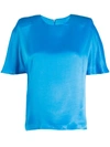 Rotate Birger Christensen Short Sleeve Blouse In Blue