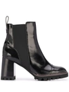 SEE BY CHLOÉ LEATHER CHUNKY HEEL ANKLE BOOTS