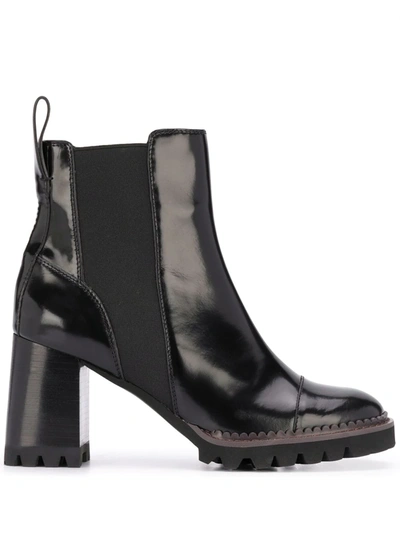 See By Chloé Mallory Lug-sole Leather Chelsea Boots In Nero